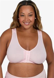 Laurel Seamless Comfort Front Closure Wireless Bra by Leading Lady Pink